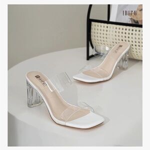 Clear & Nude Heel Sandals - Women